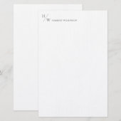 Papeterie Monogramme moderne Smokey Grey Stationpersonnel  (Devant / Derrière)