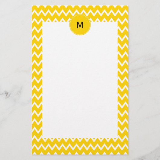 Papeterie Monogramme Motif de zigzag jaune et blanc (Devant)