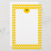 Papeterie Monogramme Motif de zigzag jaune et blanc (Devant / Derrière)