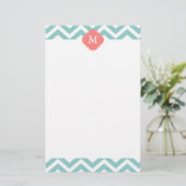 Papeterie Monogramme Motif Mint & Coral Zigzags (Debout devant)