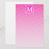 Papeterie Monogramme motif rose chaud cercles (Devant / Derrière)