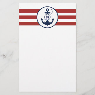 Papeterie Monogramme nautique rouge d'Ancre