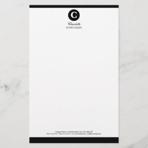 Papeterie Monogramme noir et blanc simple