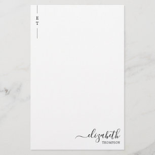 Papeterie Monogramme noir minimaliste simple initial