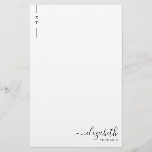 Papeterie Monogramme noir minimaliste simple initial (Devant)