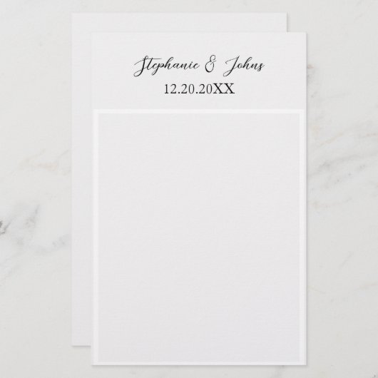 Papeterie Monogramme Nom Élégant Simple Minimal Mariage (Devant / Derrière)