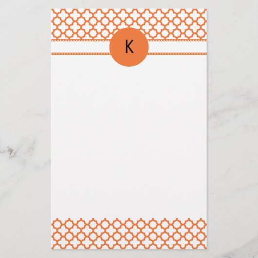 Papeterie Monogramme Orange Quatrefoil Motif (Devant)
