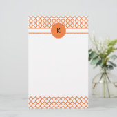Papeterie Monogramme Orange Quatrefoil Motif (Debout devant)