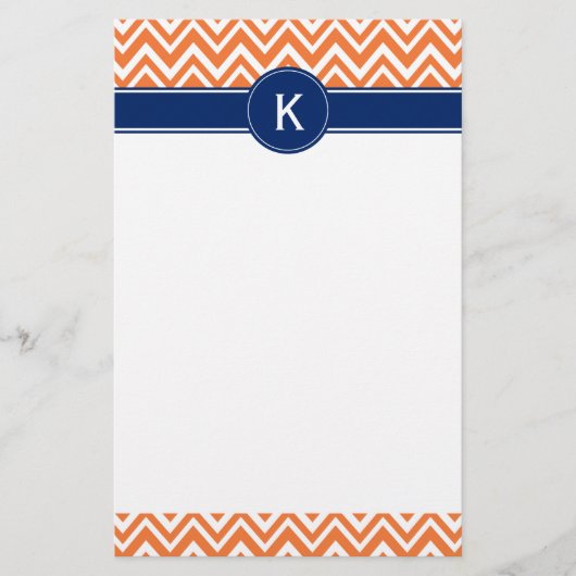 Papeterie Monogramme Orange Zigzag Motif (Devant)