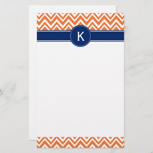 Papeterie Monogramme Orange Zigzag Motif (Devant / Derrière)