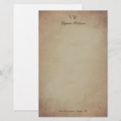 Papeterie Monogramme papier jaunâtre vintage et nom personna (Devant / Derrière)