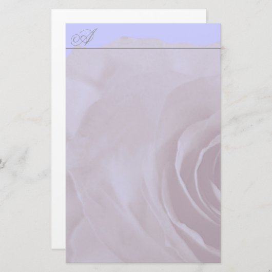 Papeterie Monogramme Papier Rose Poulé Sur Périwinkle bleu (Devant / Derrière)