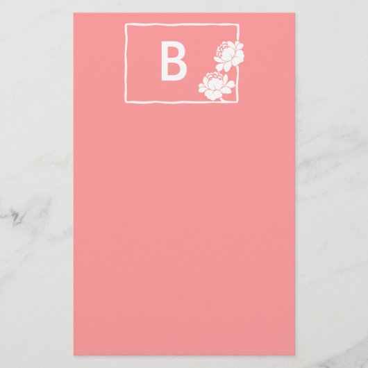 Papeterie Monogramme personnalisable Fleur Blanche (Devant)