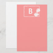 Papeterie Monogramme personnalisable Fleur Blanche (Devant / Derrière)