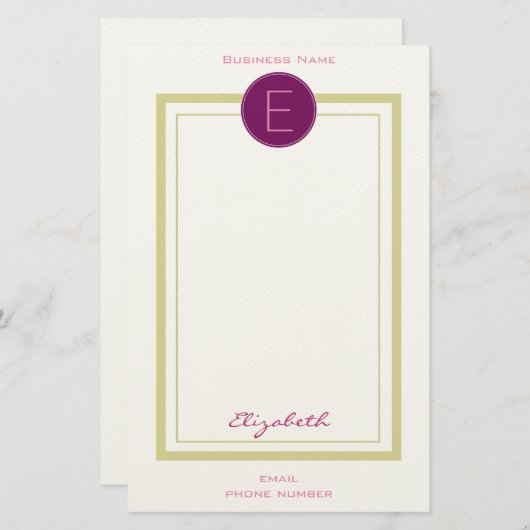 Papeterie Monogramme personnalisé (Devant / Derrière)