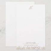 Papeterie Monogramme personnalisé Élégant floral (Devant / Derrière)