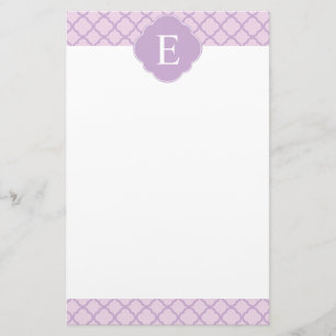 Papeterie Monogramme personnalisé Lavender Quatrefoil