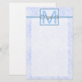 Papeterie Monogramme personnalisé par bleu (Devant / Derrière)