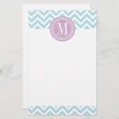 Papeterie Monogramme personnalisé par zigzag bleu-clair de (Devant / Derrière)
