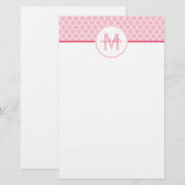 Papeterie Monogramme Quatrefoil rose (Devant / Derrière)