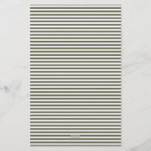 Papeterie Monogramme Rayures Vert Olive Minimaliste (Dos)