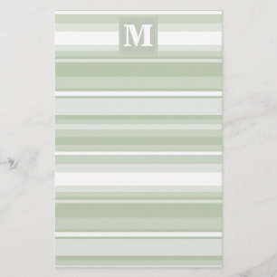 Papeterie Monogramme rayures vert pâle