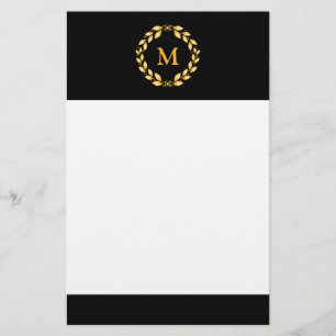 Papeterie Monogramme romain Leaved d'or fleuri de guirlande