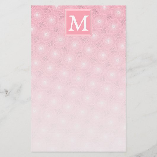 Papeterie Monogramme rose cercles motif (Devant)