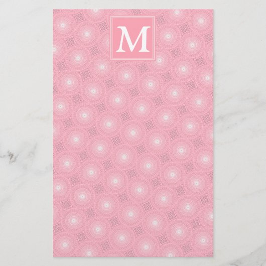 Papeterie Monogramme rose cercles motif (Devant)