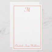 Papeterie Monogramme rose et blanc Saumon (Devant / Derrière)