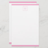 Papeterie Monogramme rose et blanc simple (Devant / Derrière)