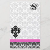 Papeterie Monogramme rose et noir Damas (Devant)