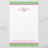Papeterie Monogramme Rose et Vert Prépa (Devant)
