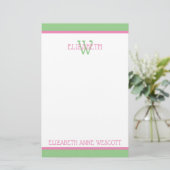 Papeterie Monogramme Rose et Vert Prépa (Debout devant)