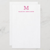Papeterie Monogramme rose magenta moderne simple (Devant / Derrière)