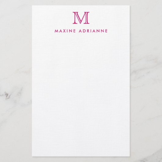 Papeterie Monogramme rose magenta moderne simple (Devant)