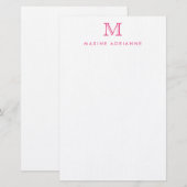 Papeterie Monogramme rose vif simple et moderne (Devant / Derrière)