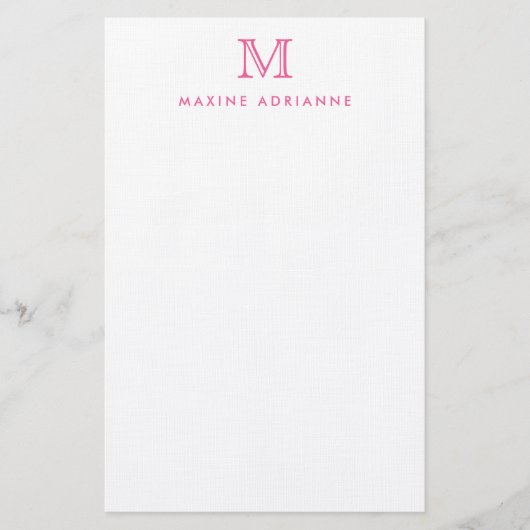 Papeterie Monogramme rose vif simple et moderne (Devant)