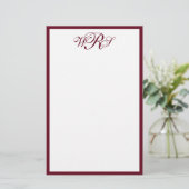 Papeterie Monogramme Rouge Bourgogne Classique (Debout devant)