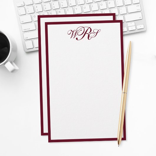 Papeterie Monogramme Rouge Bourgogne Classique