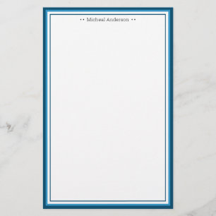 Papeterie Monogramme Simple Bleu Bordure Classique Personnal