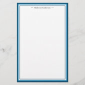 Papeterie Monogramme Simple Bordure Bleue Classique Personna (Devant)