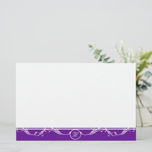 Papeterie Monogramme simple orange violet (Debout devant)