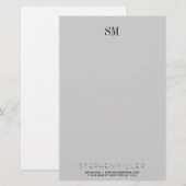 Papeterie Monogramme simple personnalisé initial et nom fixe (Devant / Derrière)