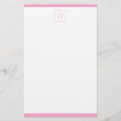 Papeterie Monogramme simple rose et blanc (Devant)