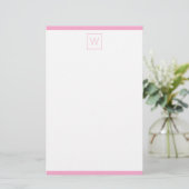 Papeterie Monogramme simple rose et blanc (Debout devant)