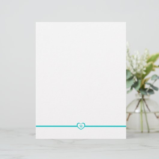 Papeterie monogramme simple - Turquoise (Debout devant)