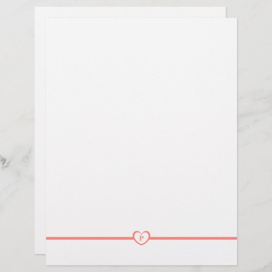 Papeterie Monogramme Simplement Élégante - Pêche (Devant / Derrière)