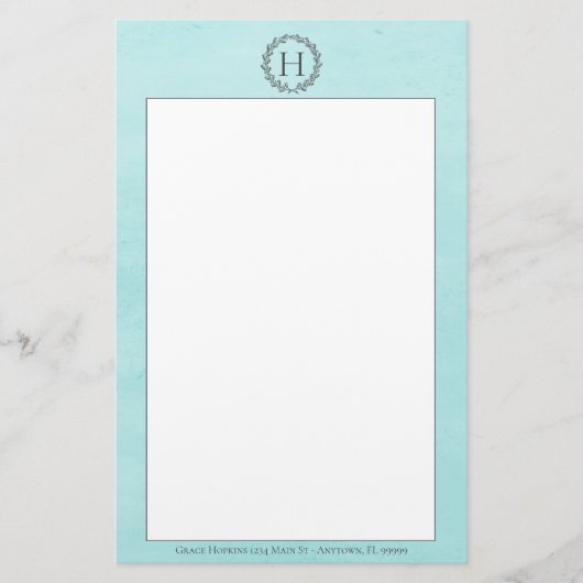 Papeterie Monogramme turquoise (Devant)