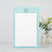 Papeterie Monogramme turquoise (Debout devant)